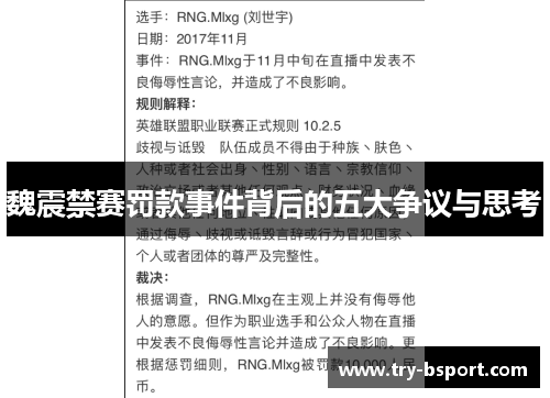 魏震禁赛罚款事件背后的五大争议与思考 魏震禁赛罚款事件背后的五大争议与思考